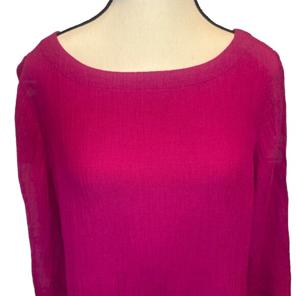 Women’s Soft Surroundings PINK Ramie Rayon Tunic Top Gauze Textured Buttons Sz M - Picture 2 of 9